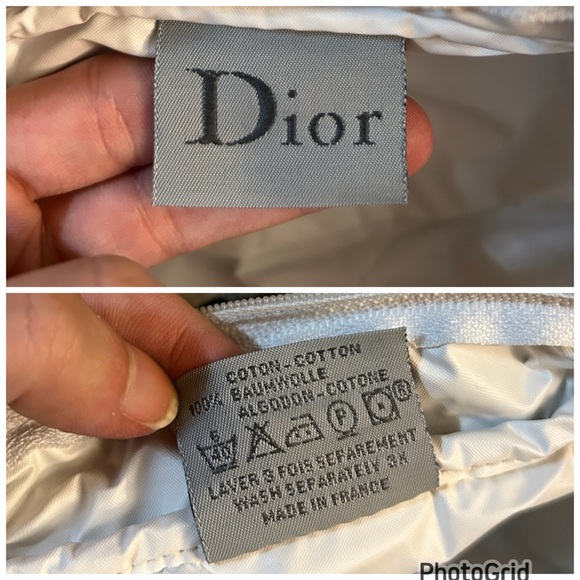 DIOR VTG Y2K Trotter No. 2 Bag Handbag Cotton Blue White Galliano Vintage Rare - Picture 13 of 14